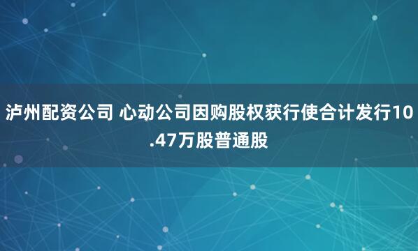 泸州配资公司 心动公司因购股权获行使合计发行10.47万股普通股